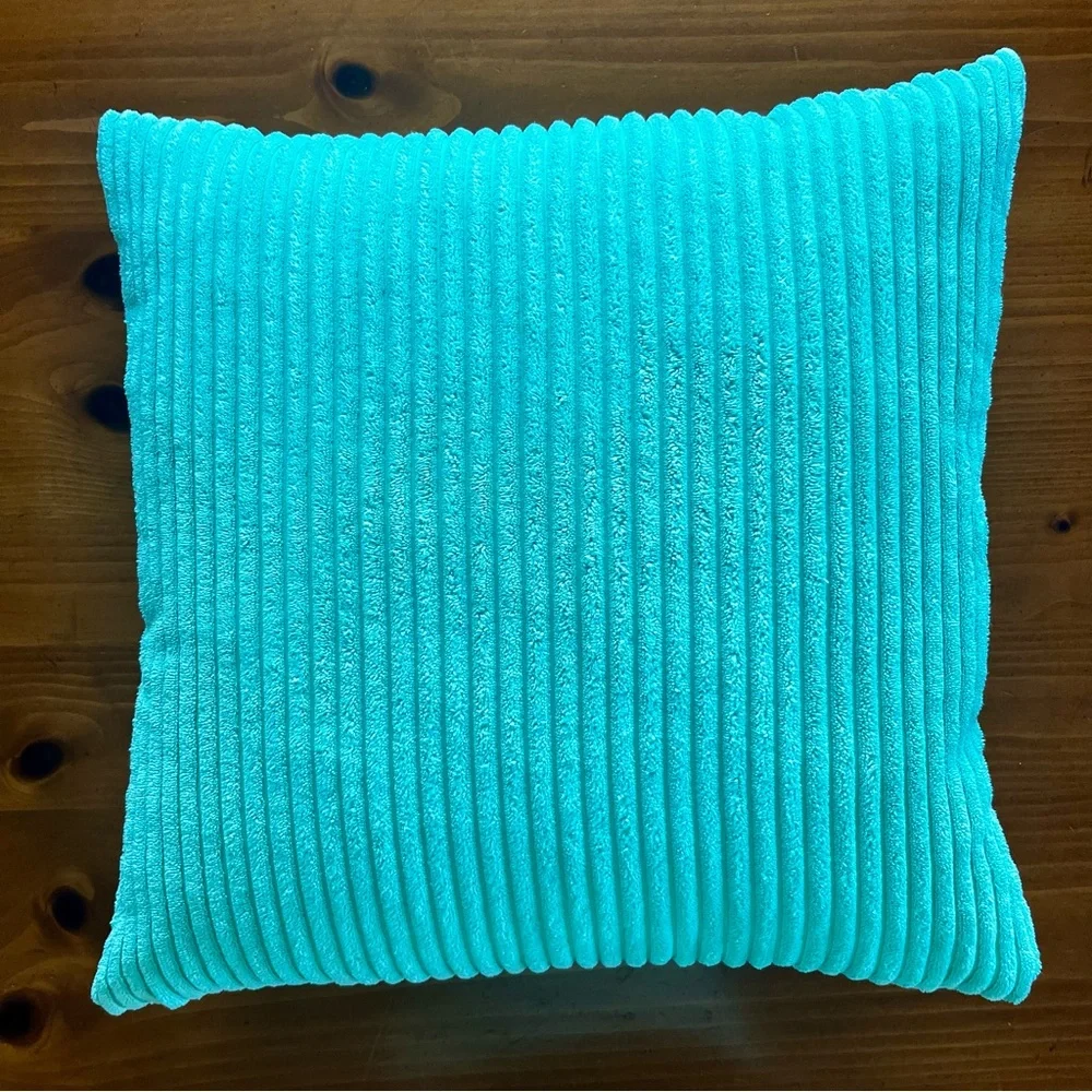 Teal Corduroy 16” Square Throw Pillows